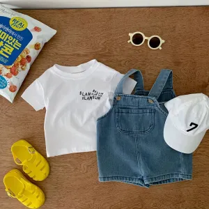 Blah T-shirt   Blue Denim Overalls