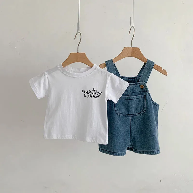 Blah T-shirt   Blue Denim Overalls