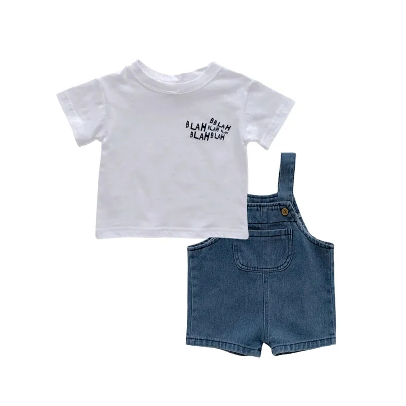 Blah T-shirt   Blue Denim Overalls