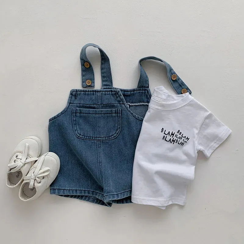 Blah T-shirt   Blue Denim Overalls