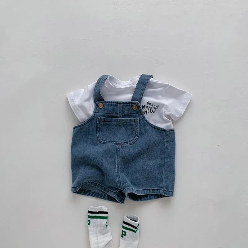 Blah T-shirt   Blue Denim Overalls