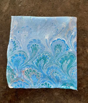 Blue Bouquet 11x11”  Habotai silk,  pocket square, doily, hair tie, or accessorize your dog.