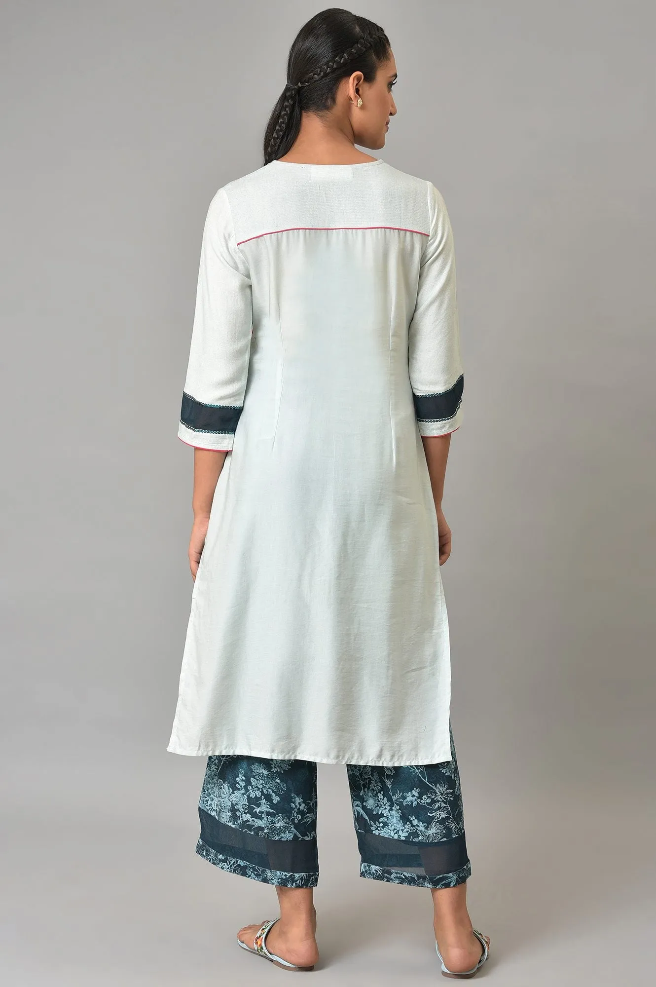 Blue Floral Printed kurta Set