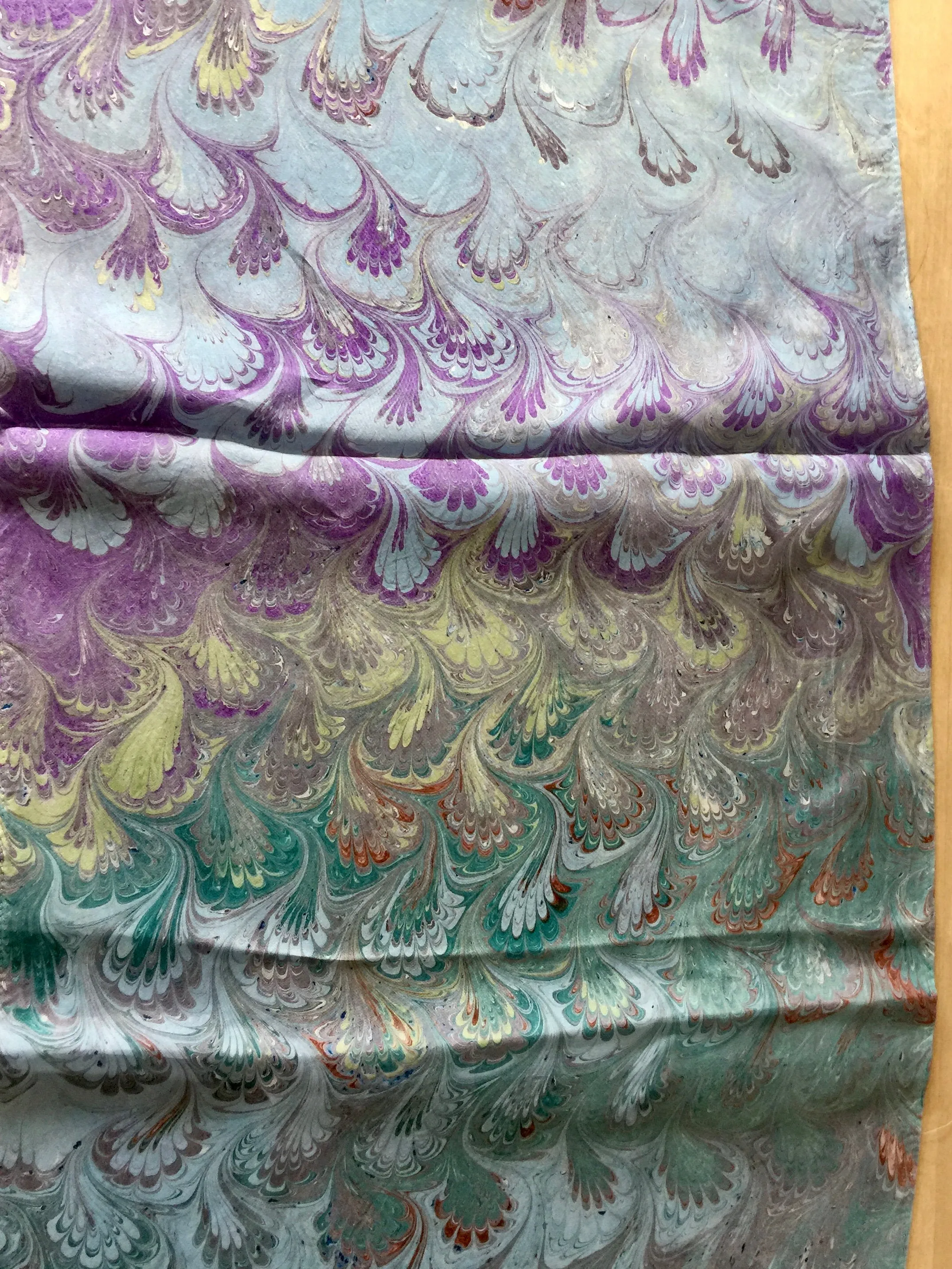 Blue green purple bouquet  Habotai Silk 14x72"