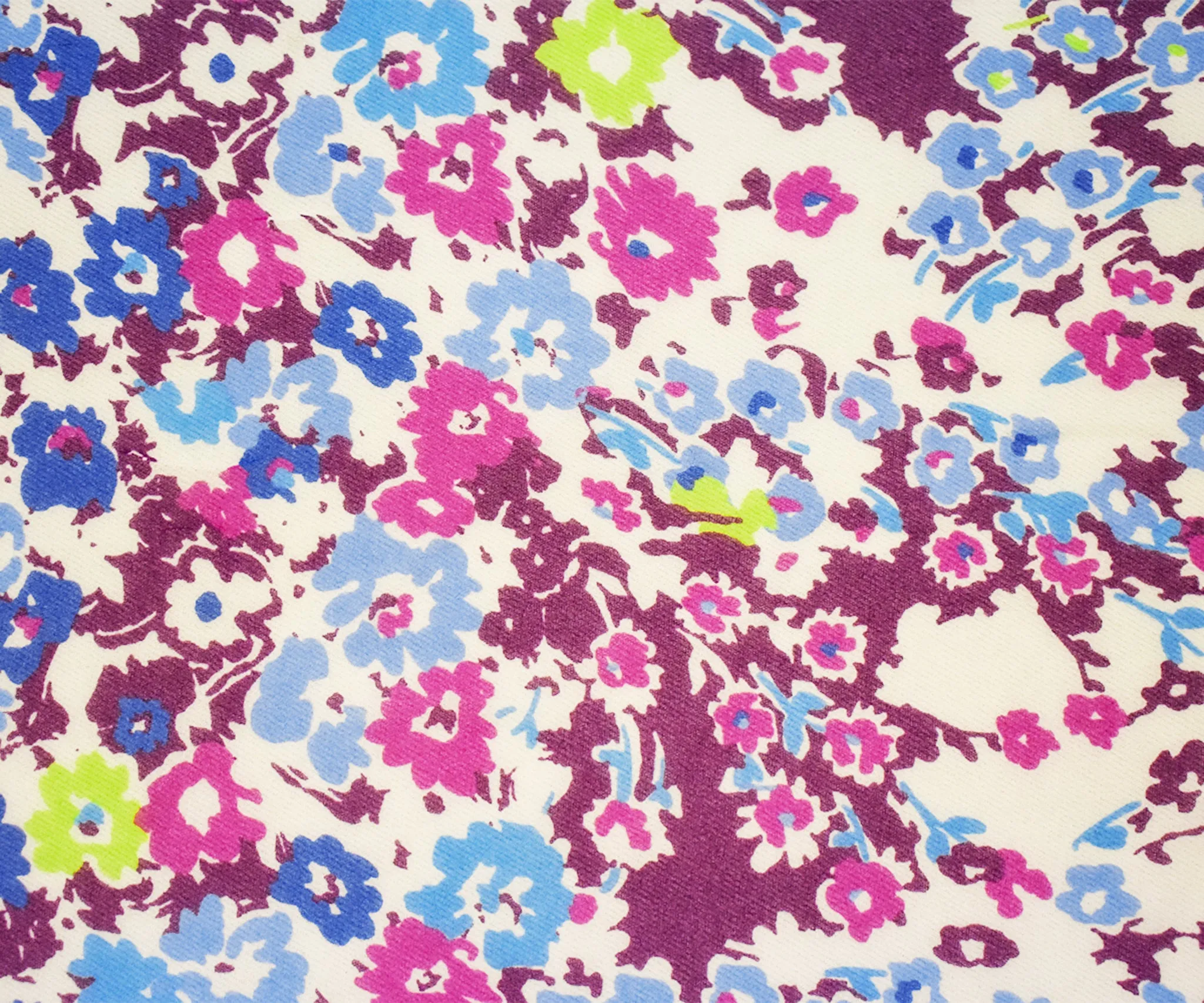 Blue-Purple-Multi Poly Floral Printed Chiffon Woven Fabric