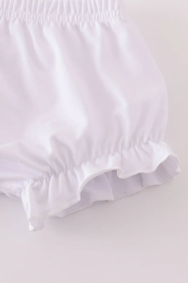 Blue stripe seersucker ruffle bloomer set