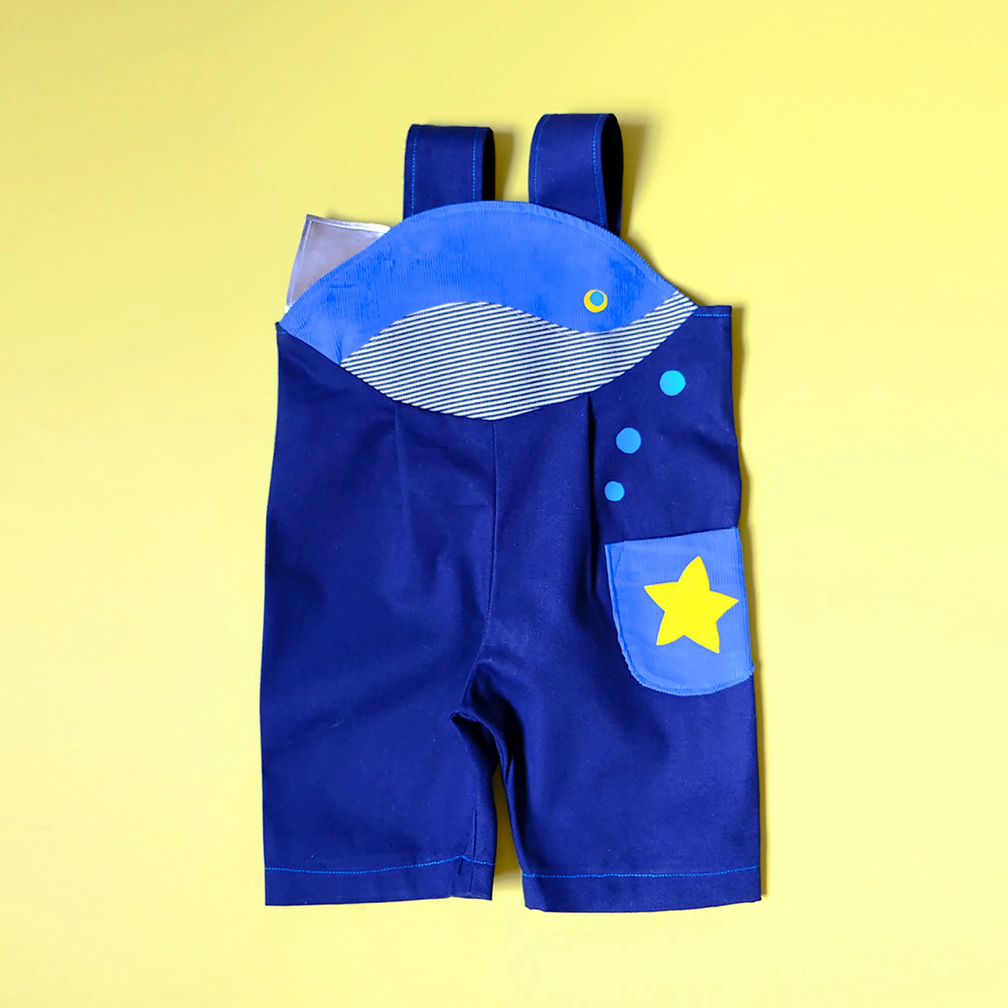 Blue whale baby & toddler shortie overalls
