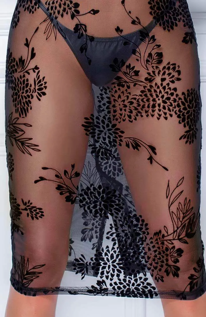 Bodycon dress with flock embroidery - Overprotected