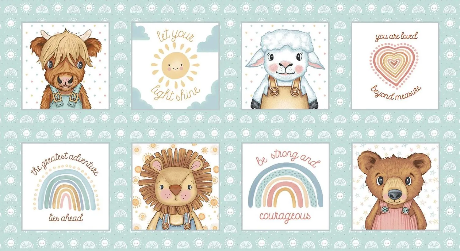Boho Buddies by Henry Glass Fabrics  24" - 8 BLOCK PANEL