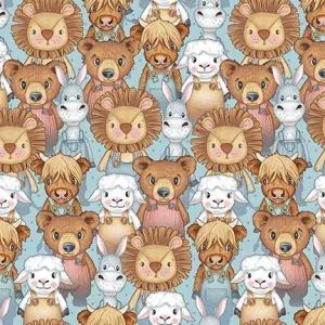 Boho Buddies by Henry Glass Fabrics CROWDED BUDDIES/LT BLUE