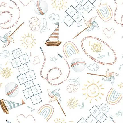 Boho Buddies by Henry Glass Fabrics FUN & GAMES/WHITE