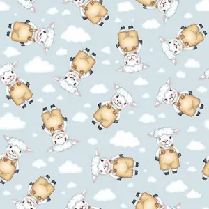 Boho Buddies by Henry Glass Fabrics LAMBS/LT BLUE