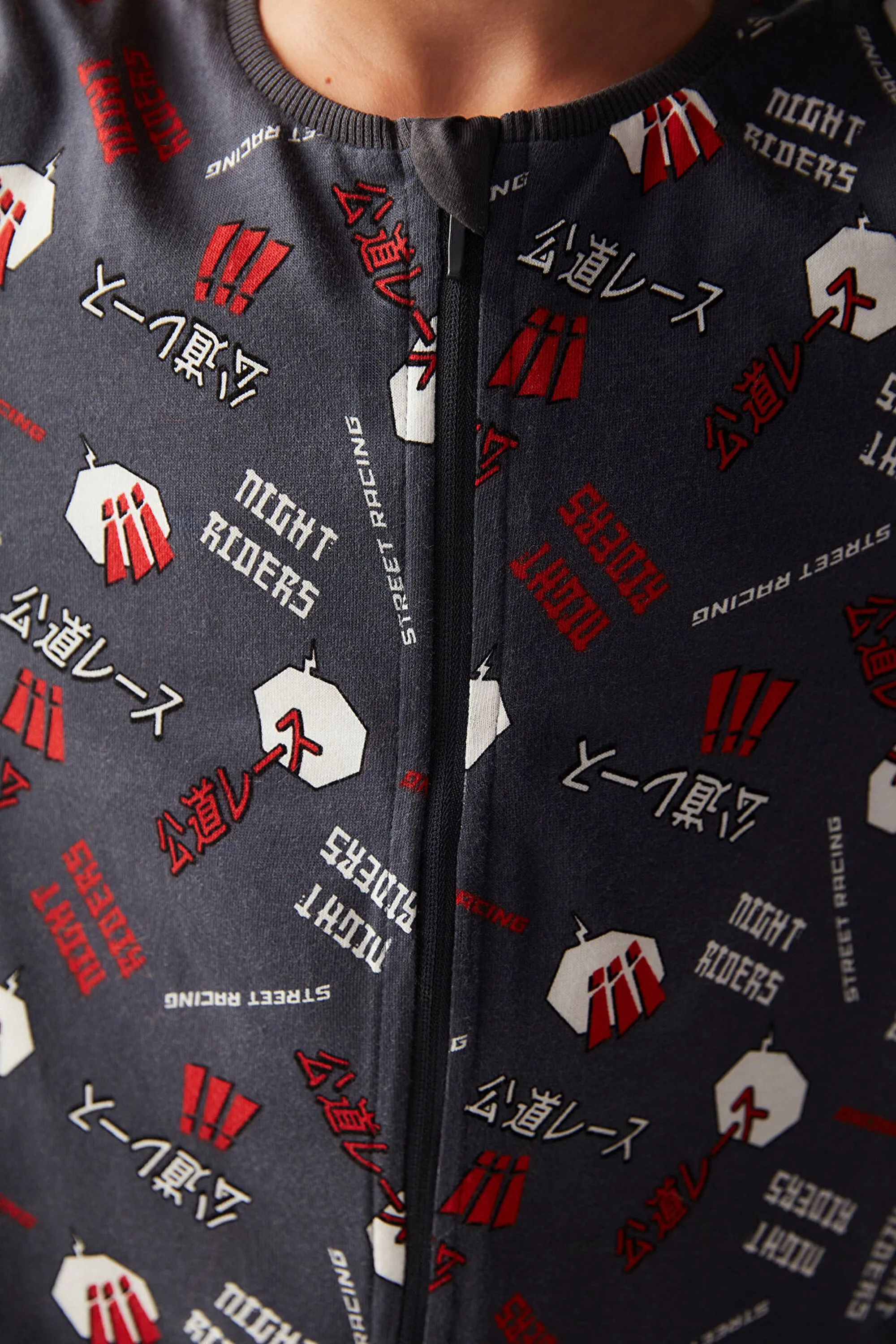 Boys Anime Patterned Anthracite Overalls