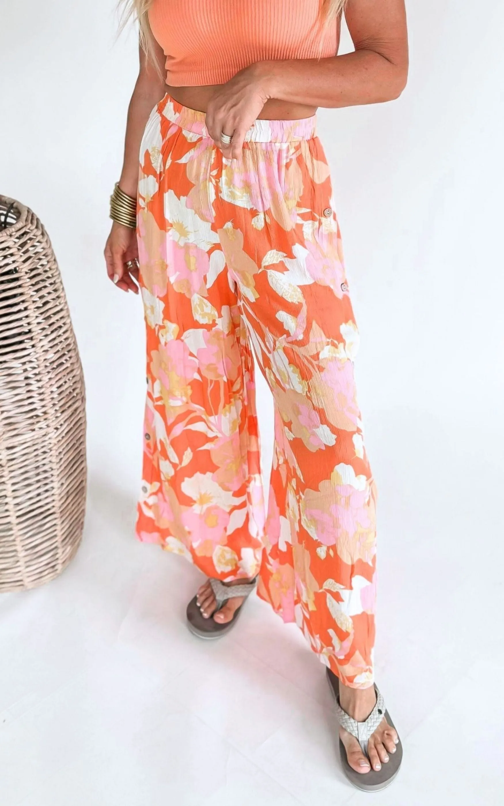 Bright Floral Wide Leg Palazzo Pants - Final Sale