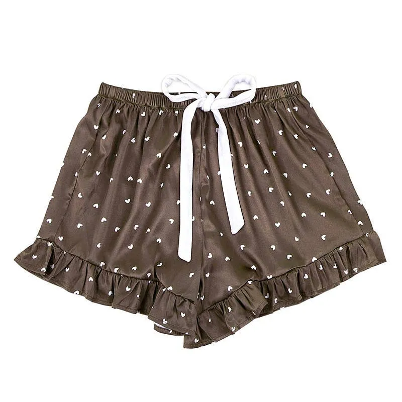 Brown Short PJ   Velvet Ties - Hearts