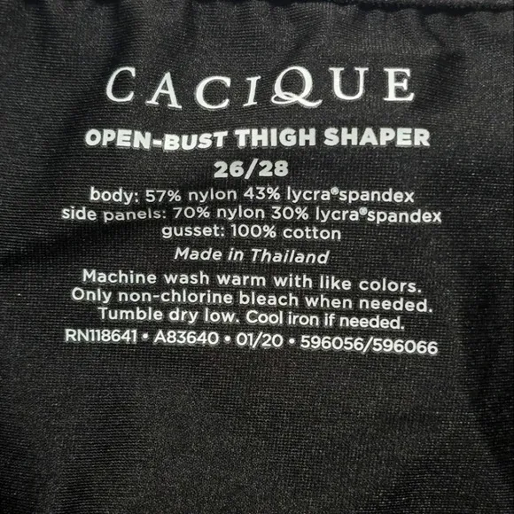Cacique Womens Contouring Open-Bust Thigh Shaper SZ 26/28 Black Tan Mesh…
