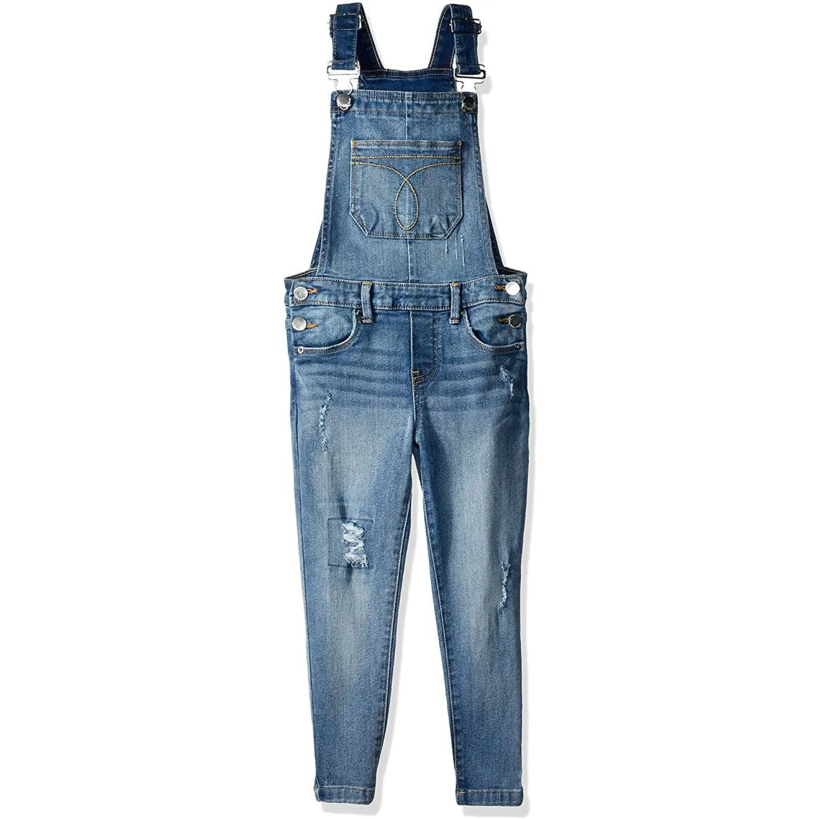 Calvin Klein Big Girls' Skinny Denim Overalls