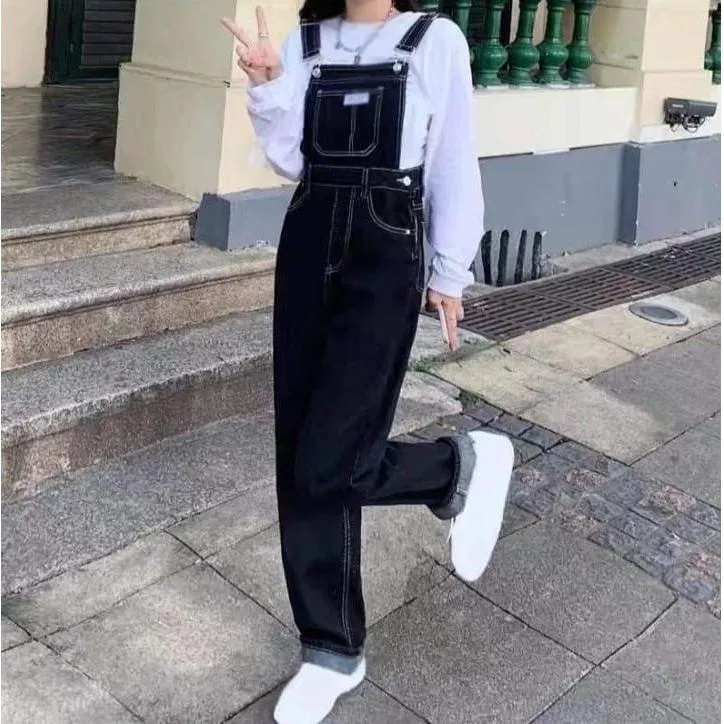 Casual Stretch Adjustable Denim Bib Overalls Cargo Jeans Jumpsuit