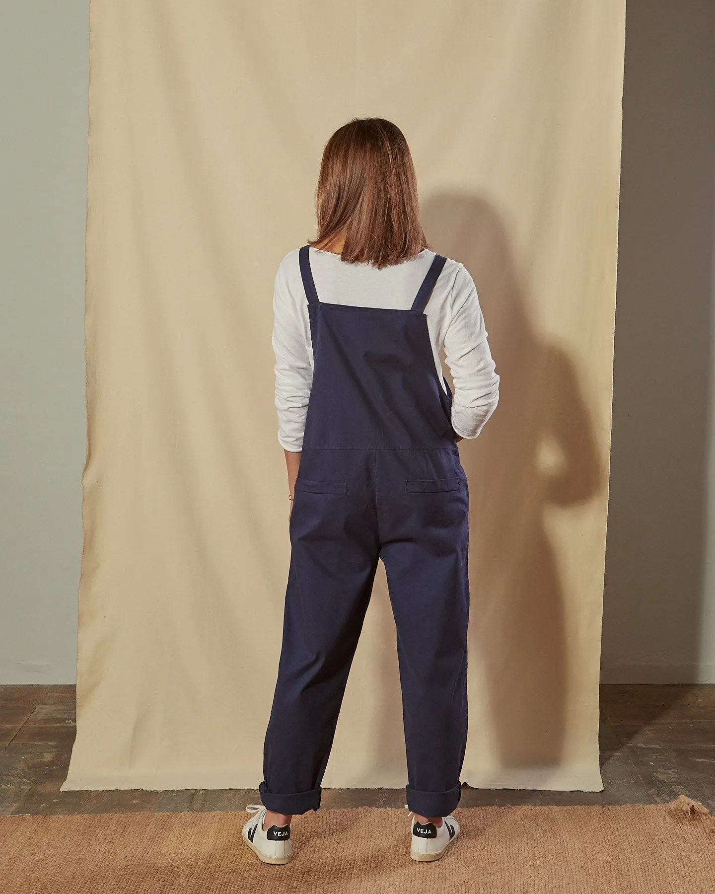 CATHERINE Cotton Twill Dungarees - Navy