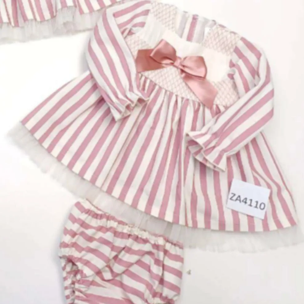 Ceyber Baby Girls Dusky Pink Stripe Dress