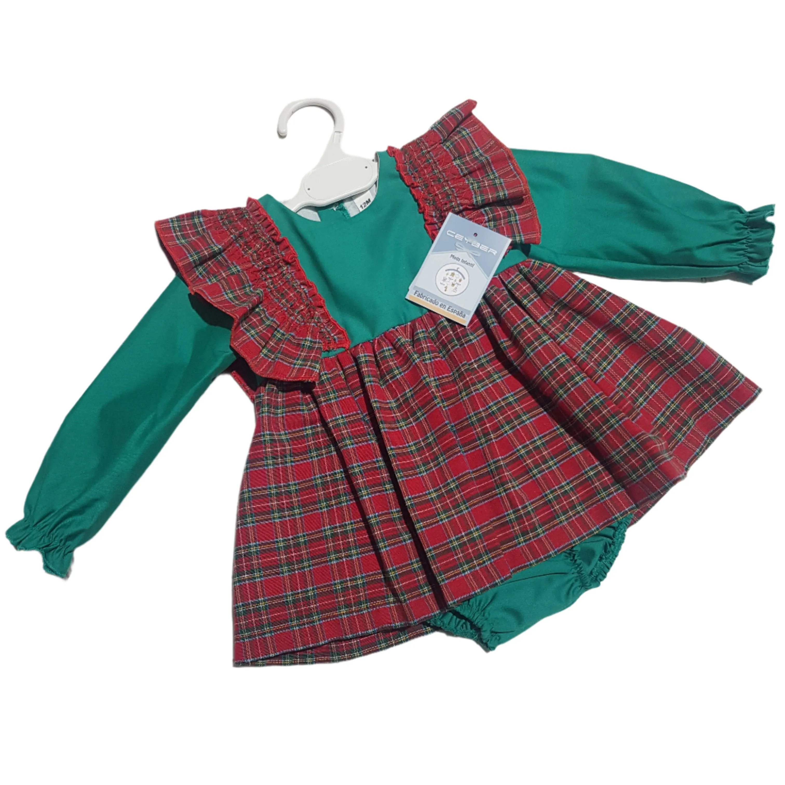 Ceyber Baby Girls Green Tartan Dress