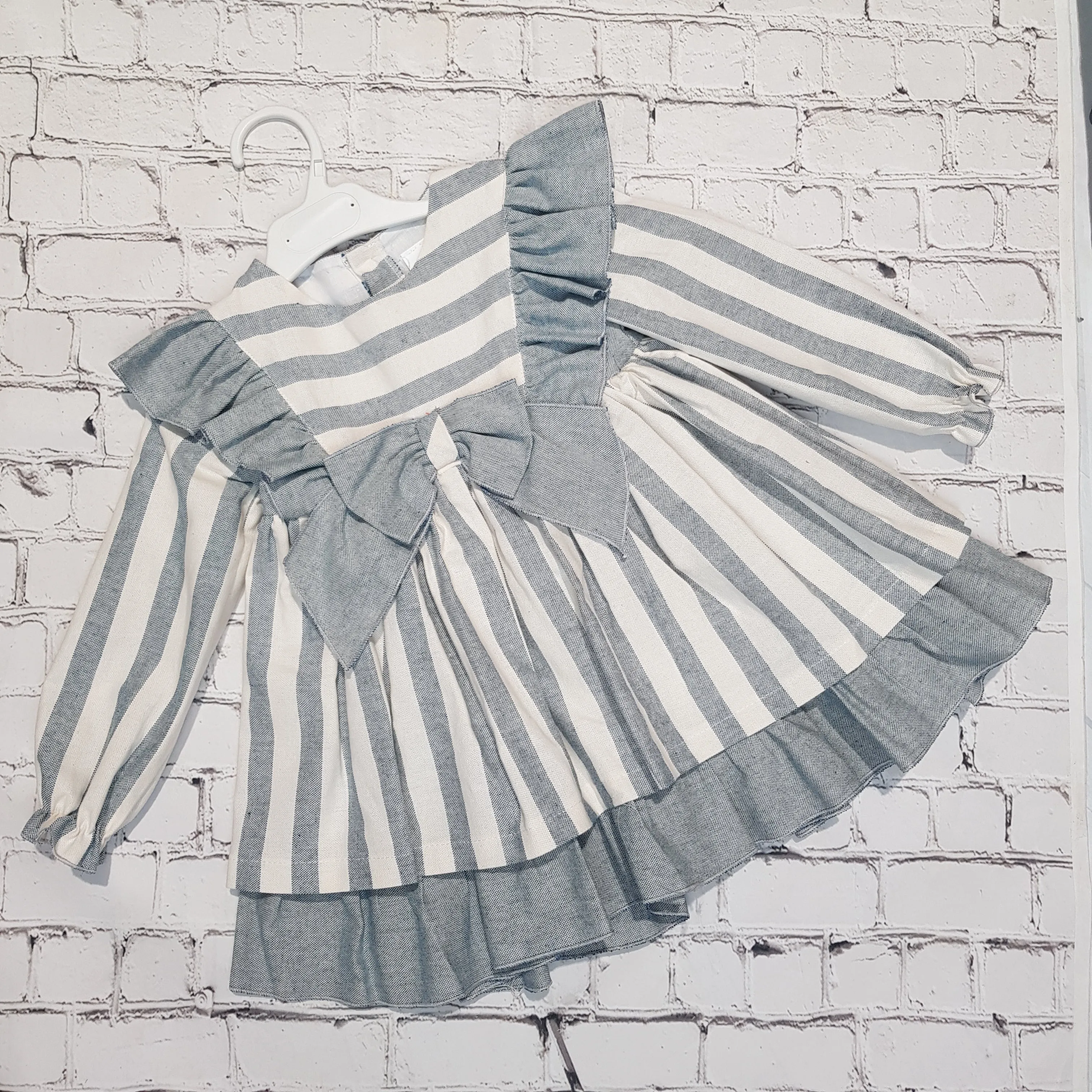 Ceyber Older Girls Grey Stripe Dress