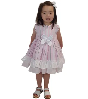 Ceyber Older Girls Pink and Navy Stripe Dress