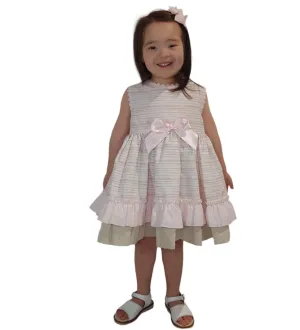 Ceyber Older Girls Pink and Tan Stripe Dress