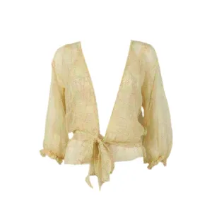 Chanel Yellow Sheer Tie Top