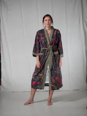 CHINOISERIE ORGANIC COTTON KIMONO_WASHED BLACK