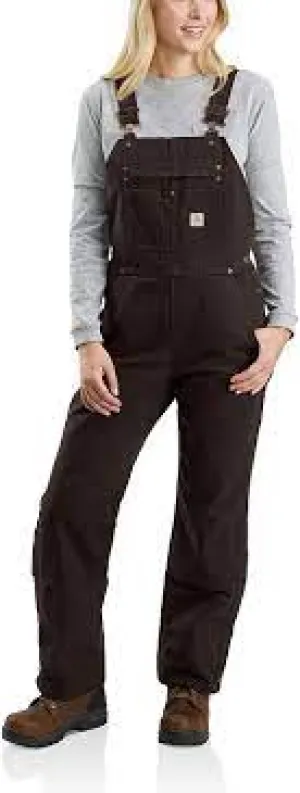 CL104049-L-Regular Carhartt Lined Bib Ovrll Relaxed Fit Brown