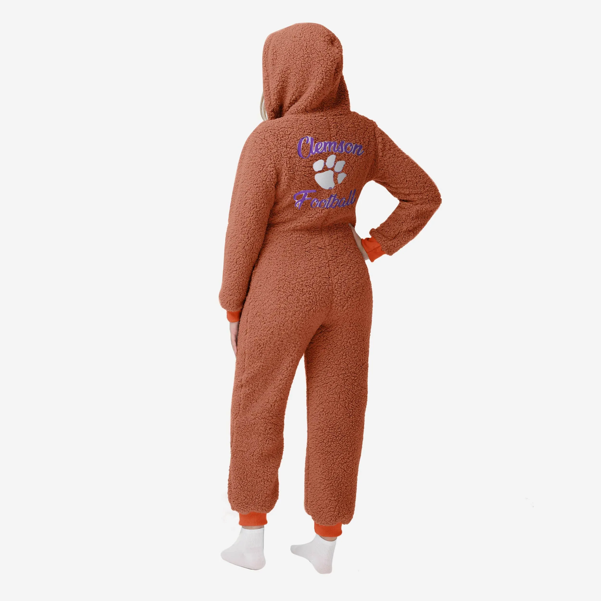 Clemson Tigers Womens Sherpa One Piece Pajamas