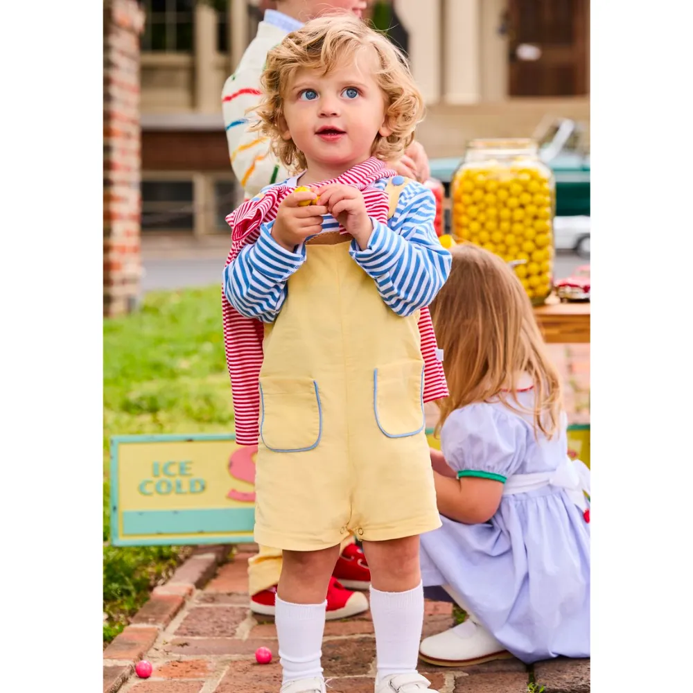 Corduroy Heath Overall -- Yellow w/ Blueberry