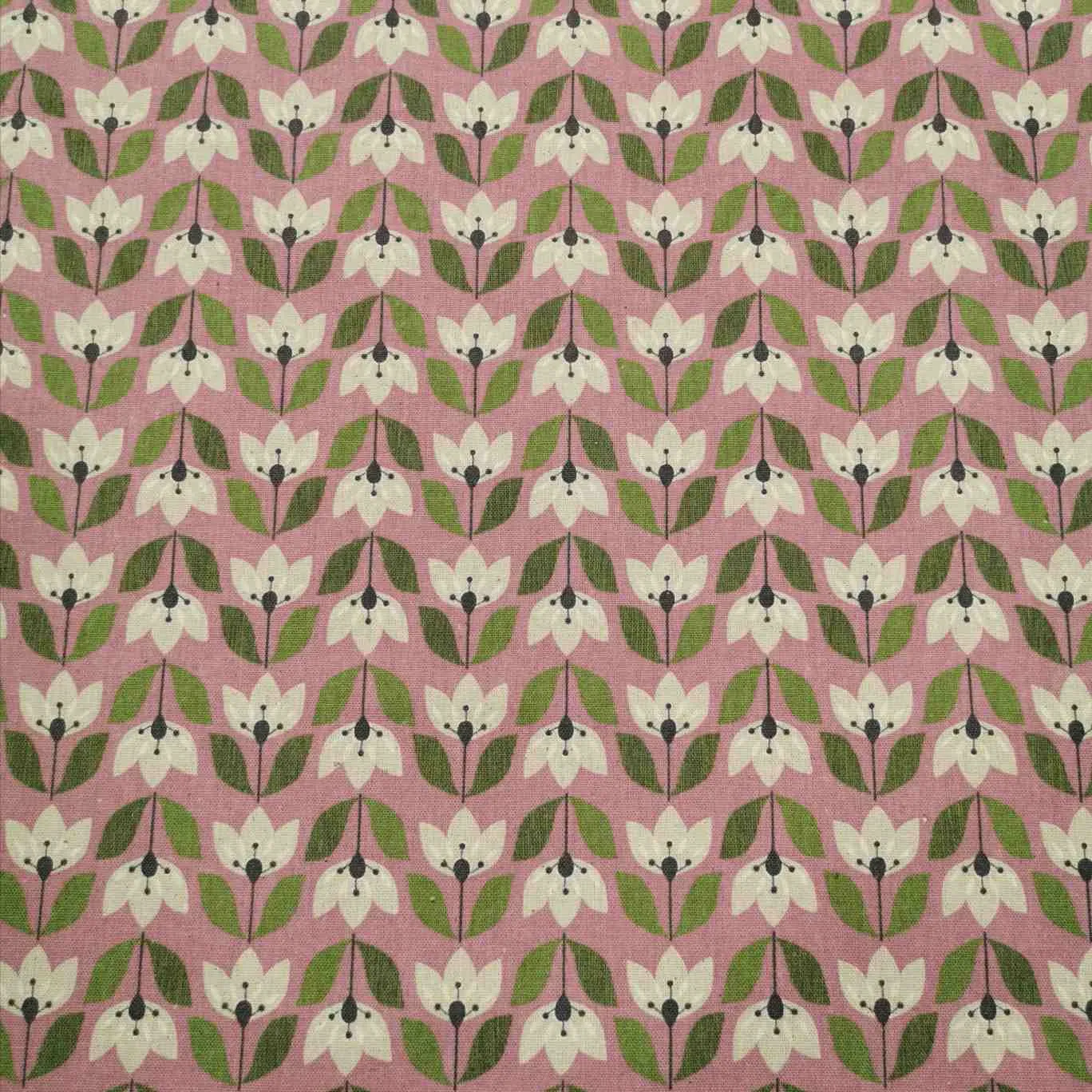 Cosmo Linen Cotton Canvas, Nordic Forest, Tulips