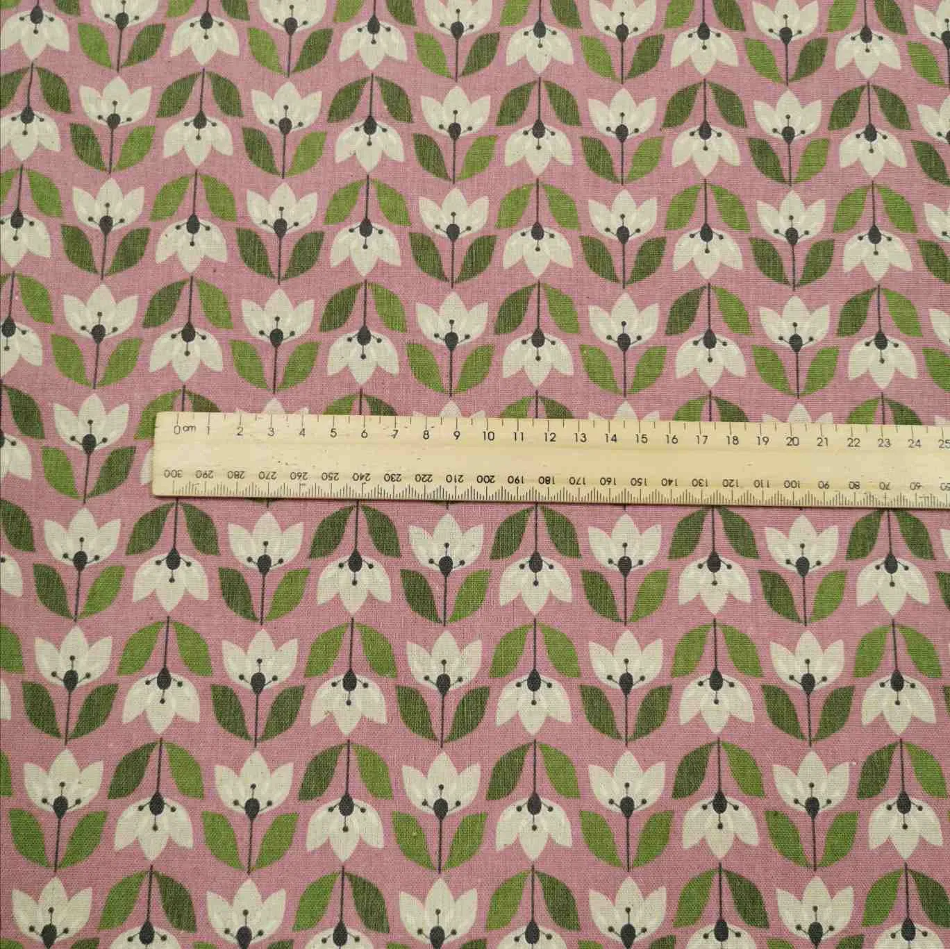 Cosmo Linen Cotton Canvas, Nordic Forest, Tulips