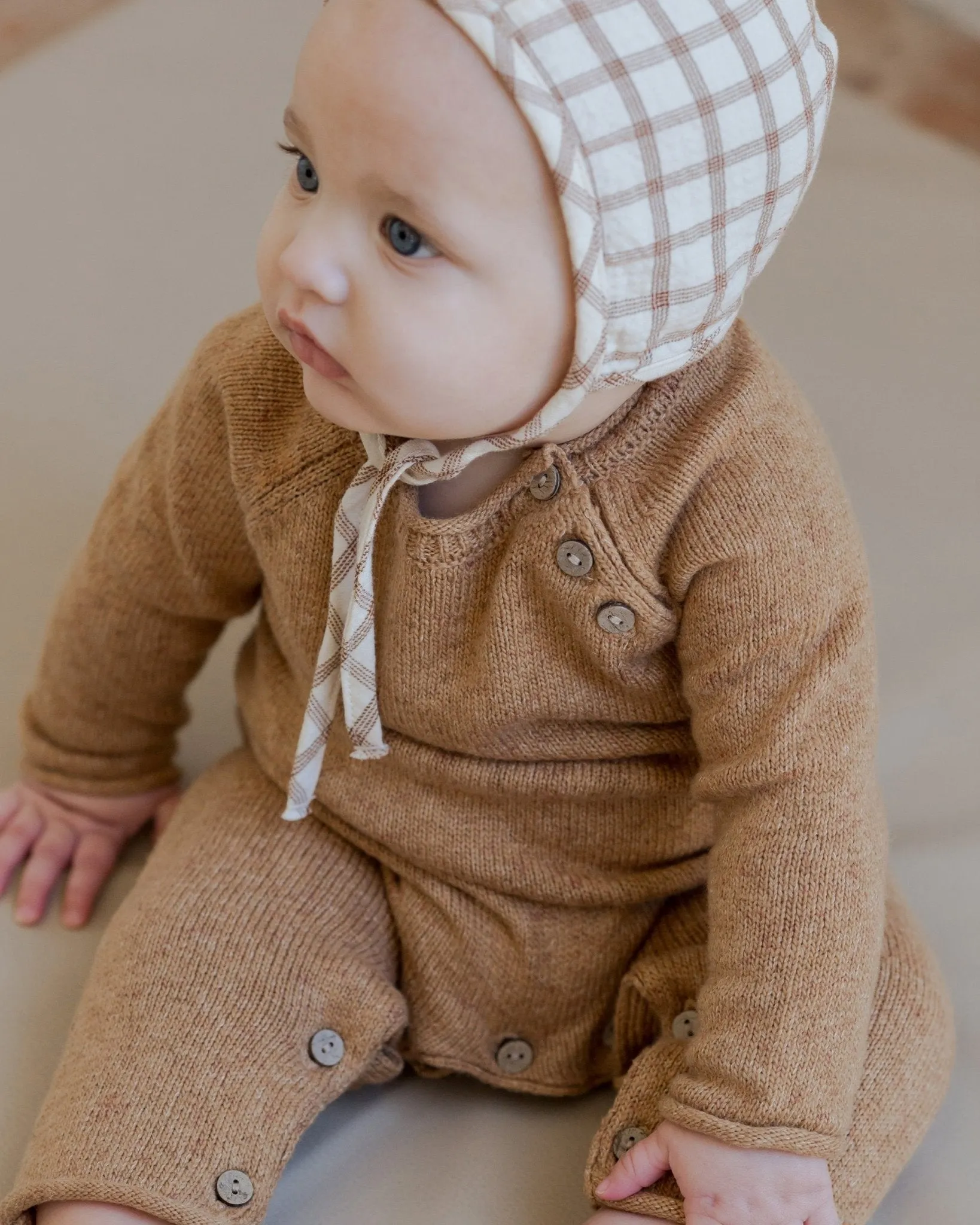 Cozy Heather Knit Jumpsuit || Speckled Golden