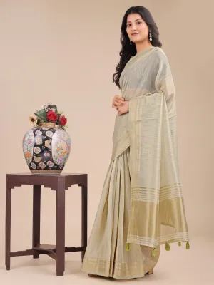 Cream Organza Saree