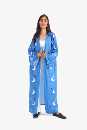 Crescents & Stars Printed Kimono - Blue