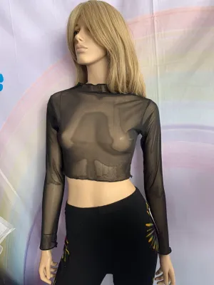 Cropped Mesh Long Sleeved Shirt