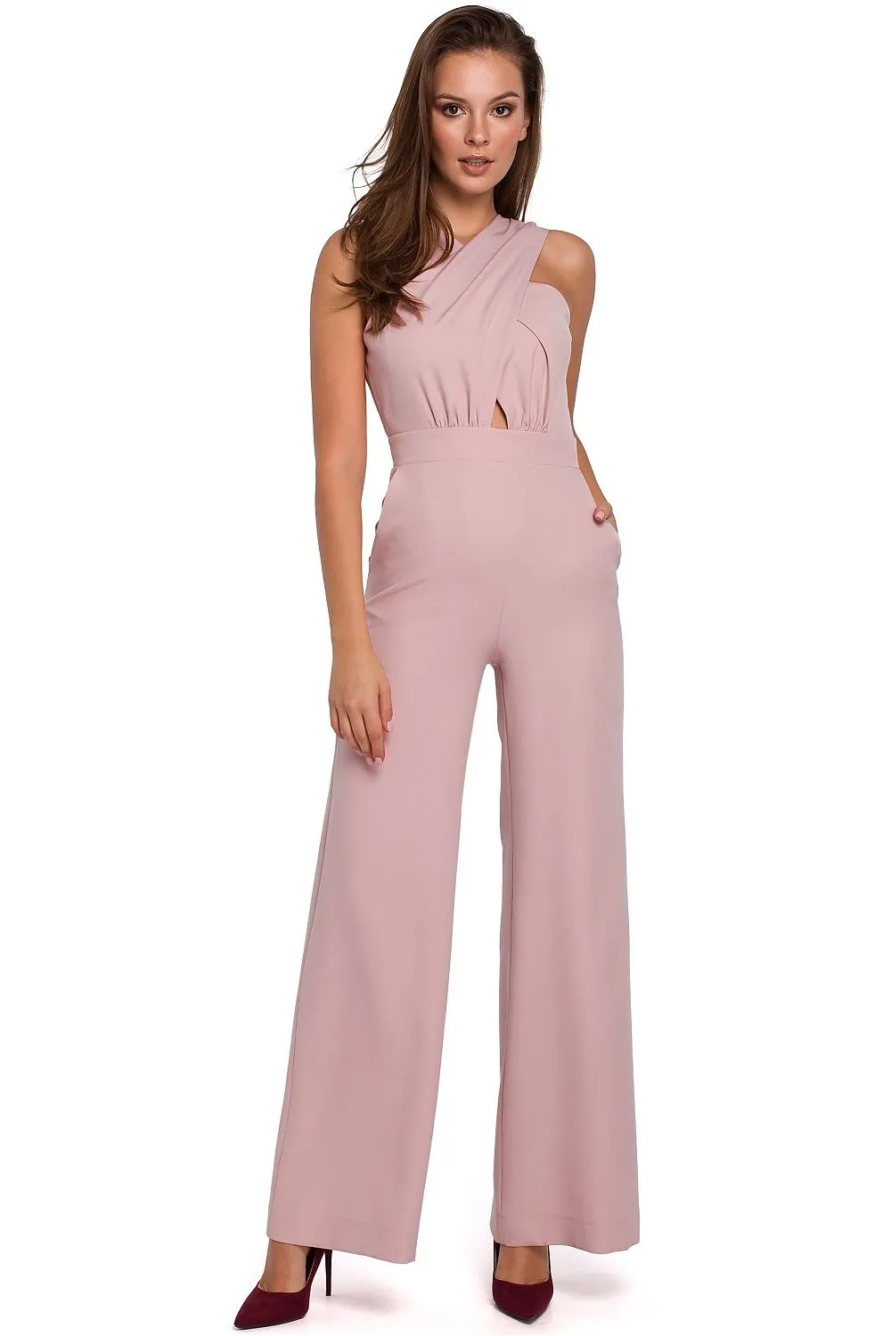 Crosswise Striped Elegant Jumpsuit