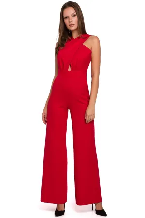 Crosswise Striped Elegant Jumpsuit