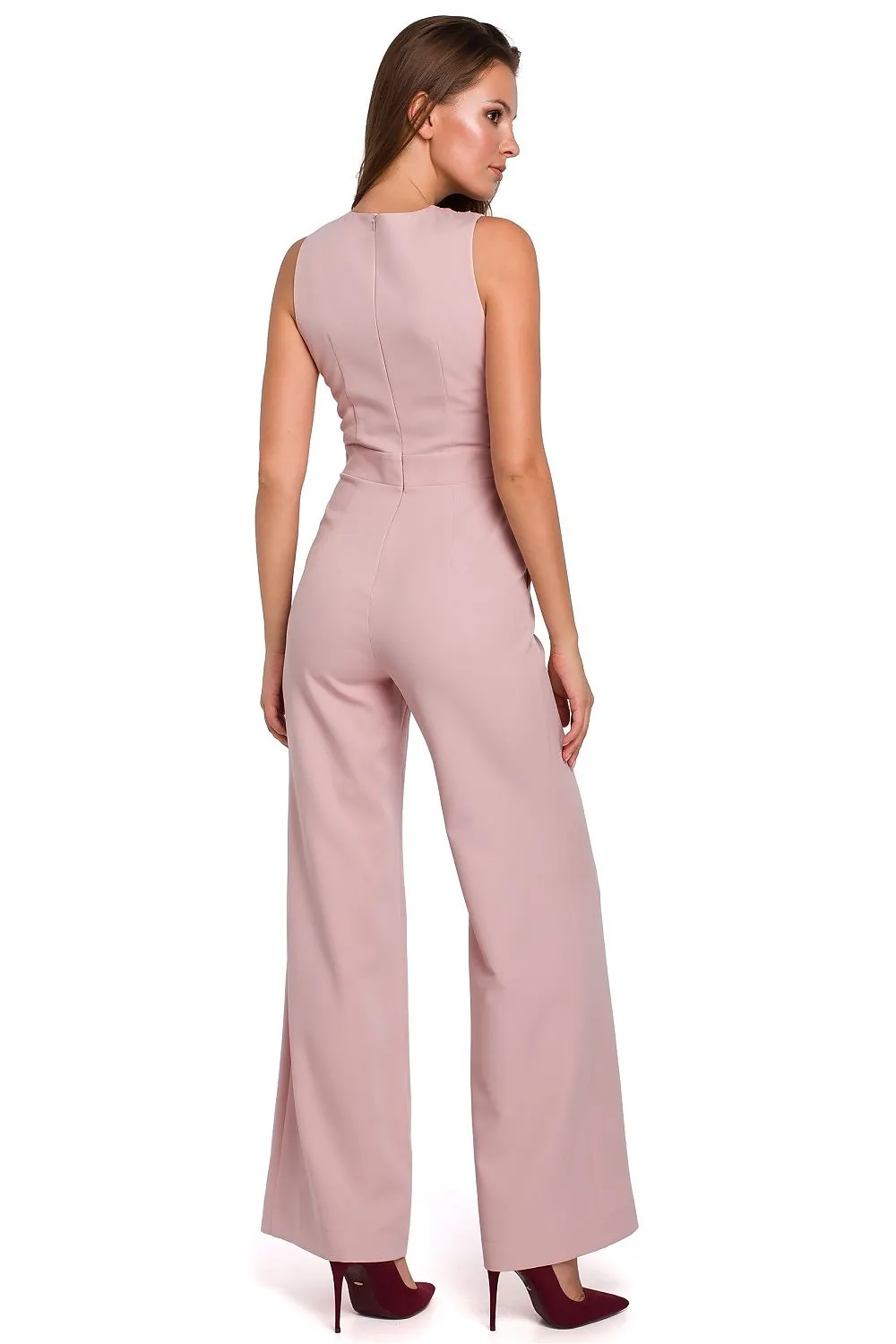 Crosswise Striped Elegant Jumpsuit