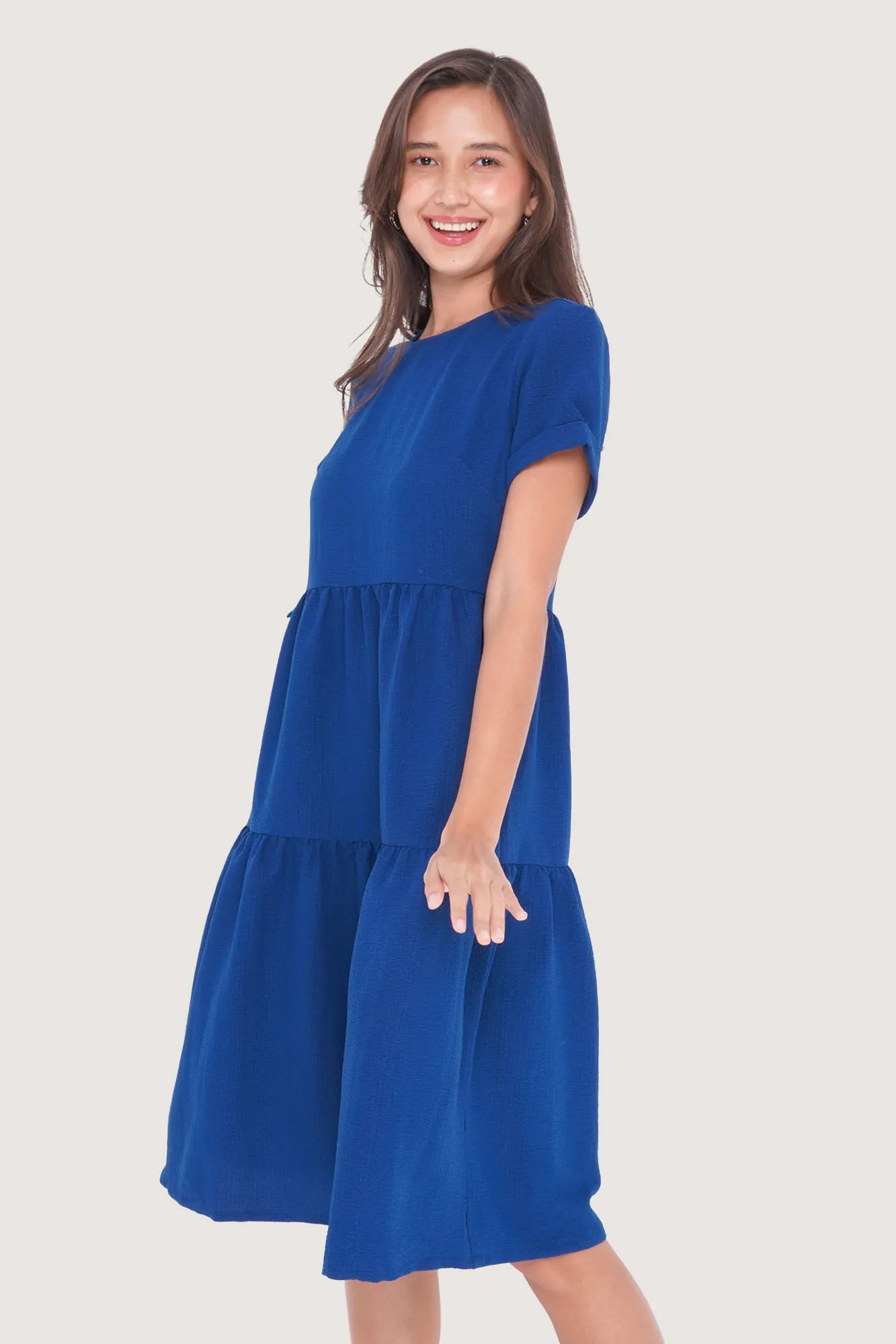 Cuff Sleeve Tiered Dress