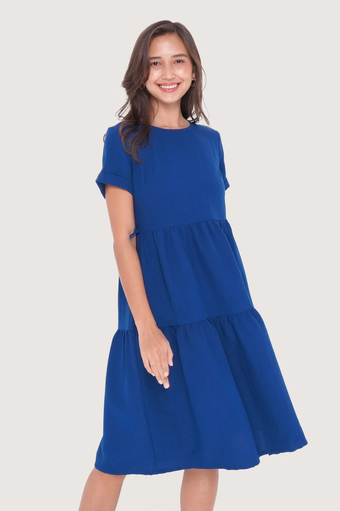 Cuff Sleeve Tiered Dress
