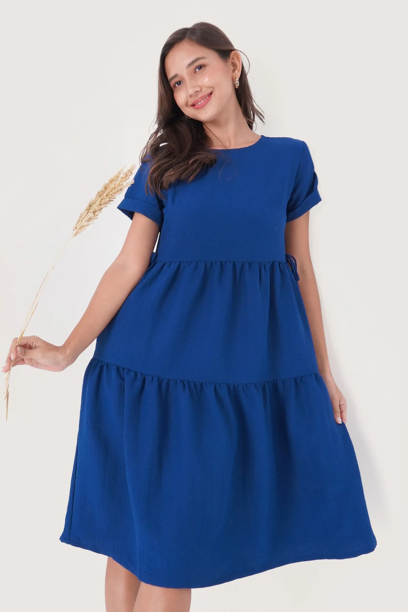 Cuff Sleeve Tiered Dress