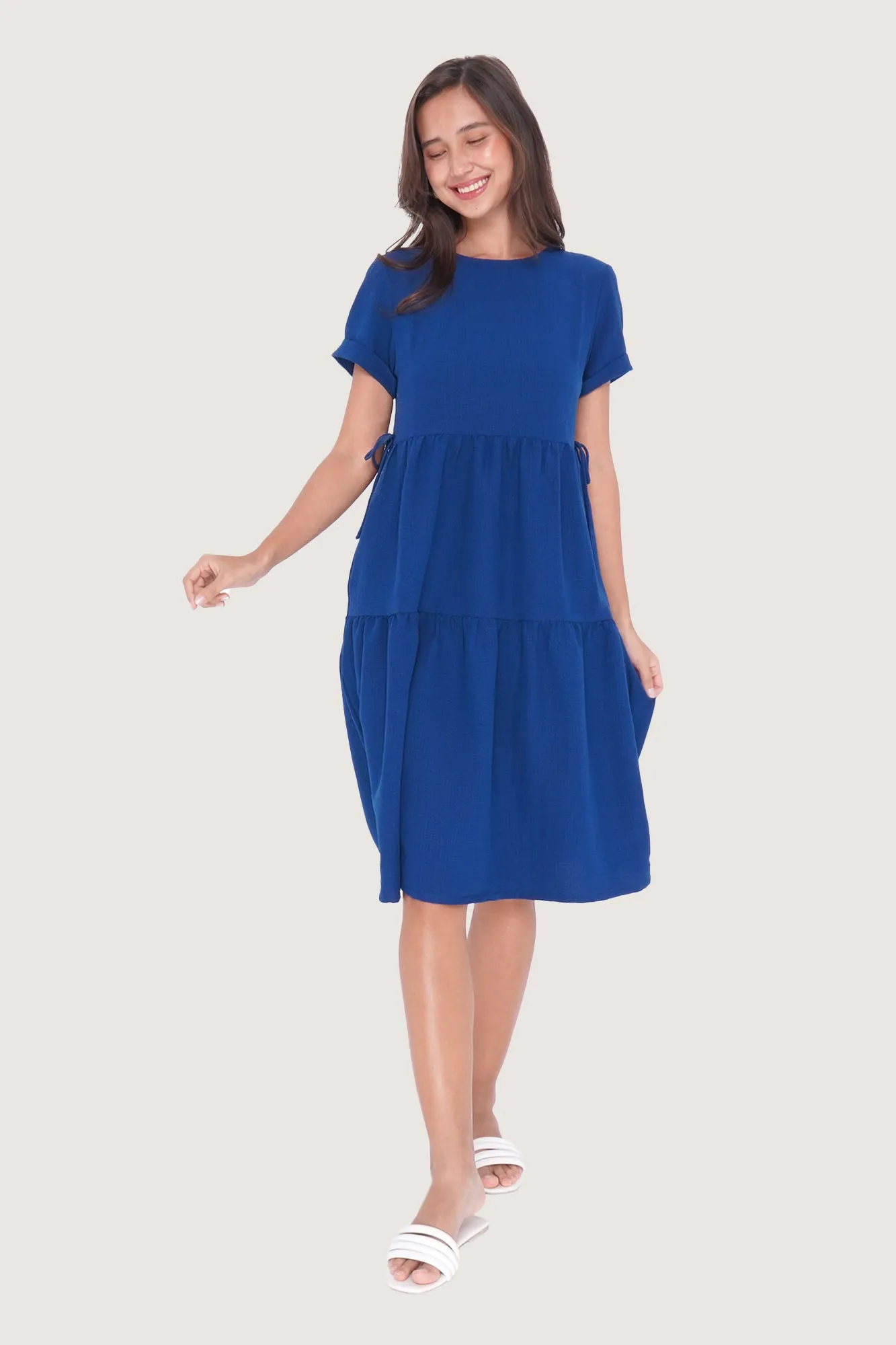 Cuff Sleeve Tiered Dress