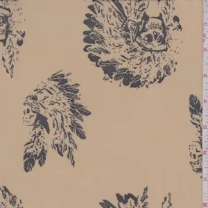 Dark Tan Skull Chief Georgette Fabric