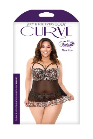 Delilah Babydoll and Panty - Leaopard Print/black - 1x2x