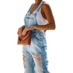Denim Jumpsuit Light Waist Blue Jeans for Women