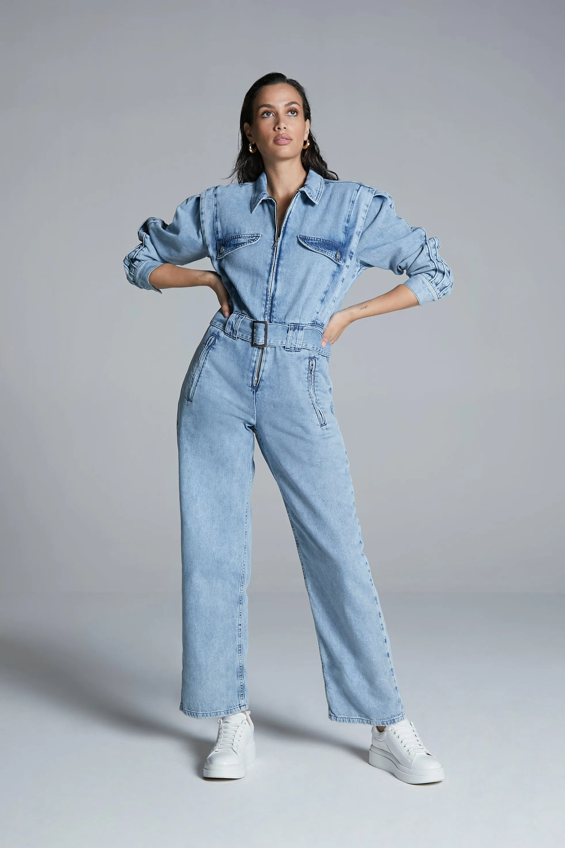 Denim Overall With Shoulder Details